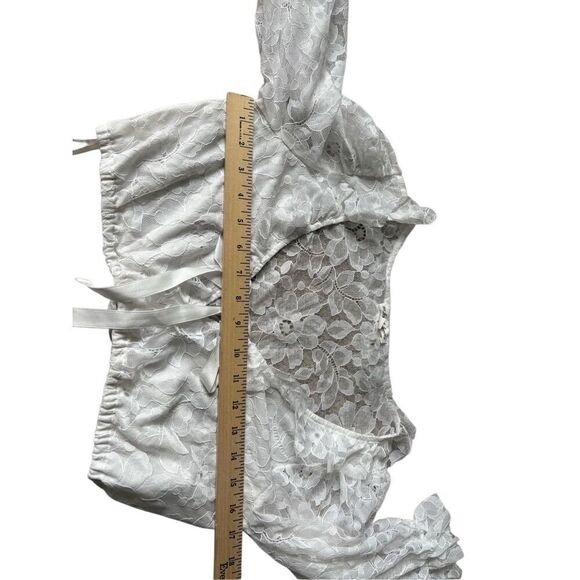 For Love & Lemons Loretta Crop Top Blouse size S White Lace Ruffle Floral - Picture 6 of 10